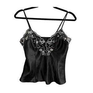 FREDERICK'S OF HOLLYWOOD Women Chemise Camisole Sz S Black V Neck Sensual 1-2